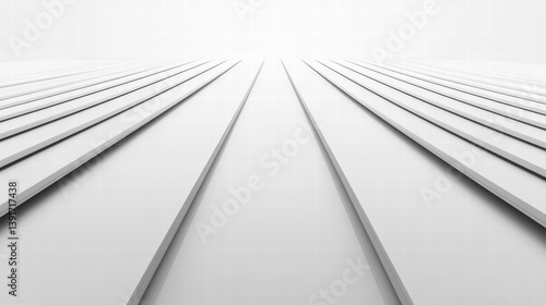 Abstract White Lines Converging: An image featuring a series of parallel, white lines converging at a vanishing point, creating a sense of depth and perspective.