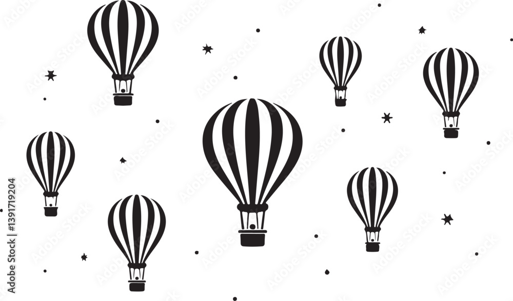 Naklejka premium Hot Air Balloon Silhouette Bundle