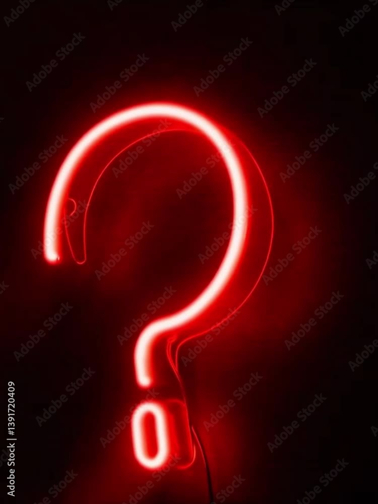 glowing neon red question mark in dark background, Generative AI glowing neon red question mark in dark background, Generative AI