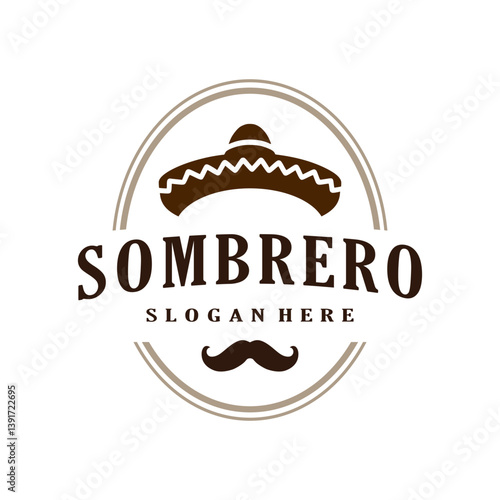 mexican sombrero man simple logo design vector stock template illustration