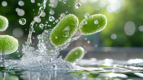 Wallpaper Mural Green microorganisms splashing in water microbiology visual Torontodigital.ca