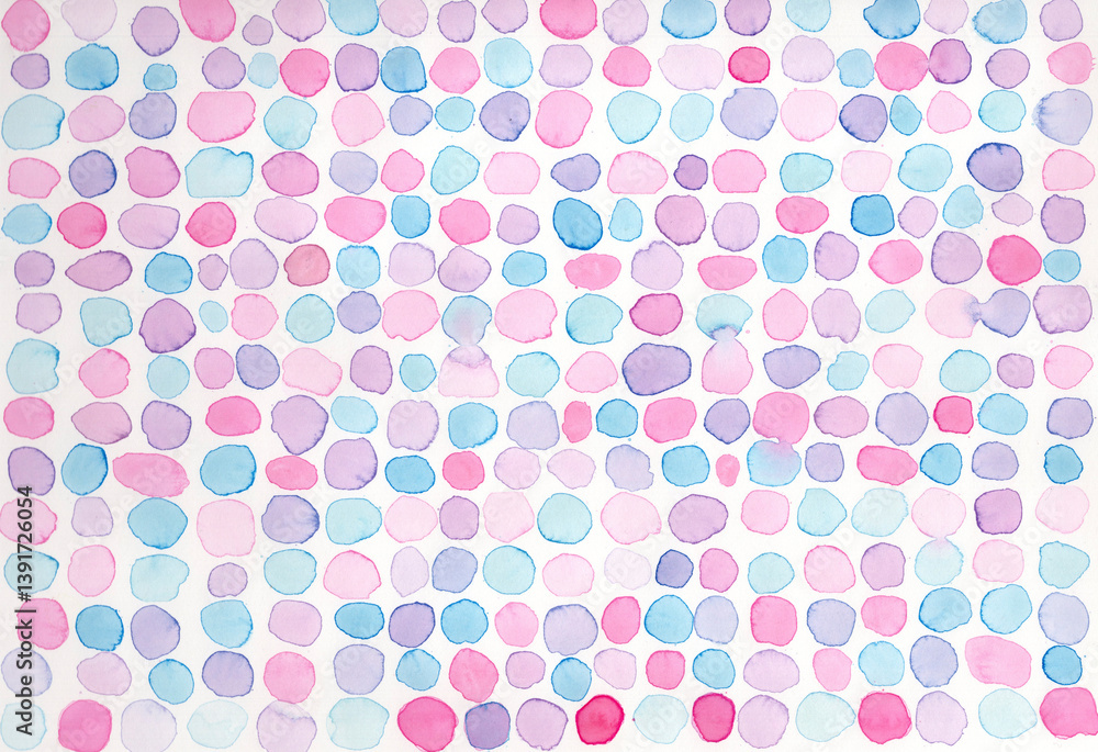 Watercolor background with blue and pink dots in a pastel pattern Watercolor background with blue and pink dots in a pastel pattern