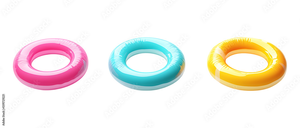 Pack of Pool Ring Set Against Transparent Background for Summer, Poolside, or Vacation Projects Pack of Pool Ring Set Against Transparent Background for Summer, Poolside, or Vacation Projects