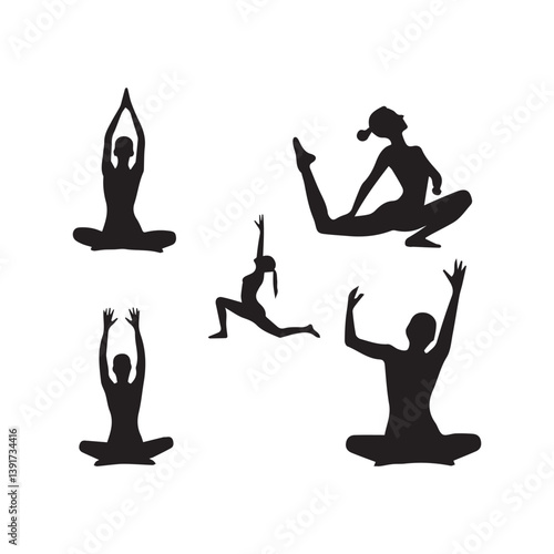 yoga pose silhouettes for peace and balance.