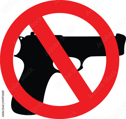 No Gun Sign. Anti Gun Symbol for Safety.