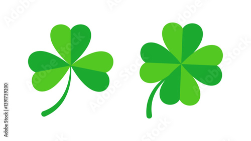 Quatrefoil and Shamrock Clover leaves in trendy green. St Patrick Day Decorative design element idea