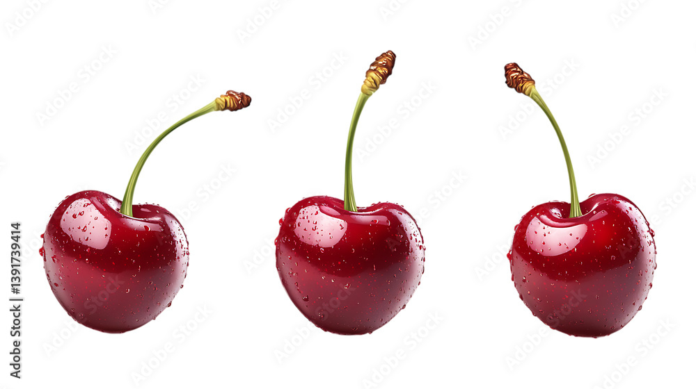 Pack of Red Cherry Set Against Transparent Background for Food Photography, Cooking, or Fresh Produce Pack of Red Cherry Set Against Transparent Background for Food Photography, Cooking, or Fresh Produce