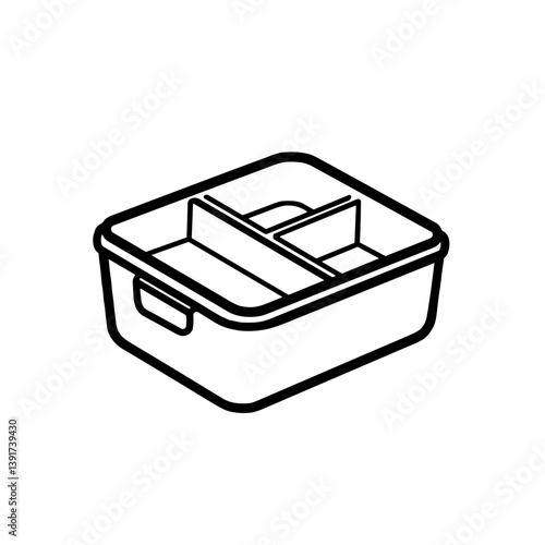 Bento box container outline for food storage and organization  