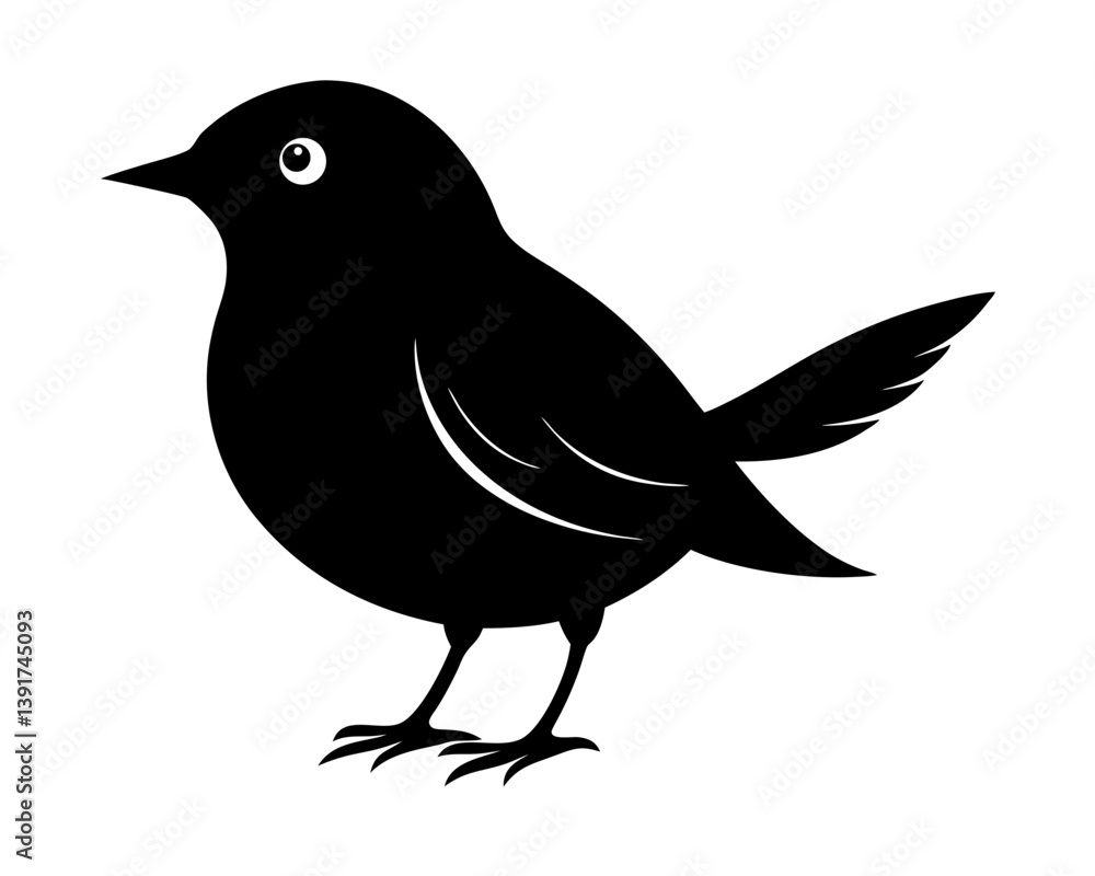 Obraz premium Songbird Silhouette Vector & Singing Bird SVG Design