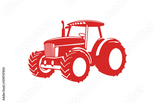 Creative Style Tractor Illustration with tractor icon and logo on solid color background