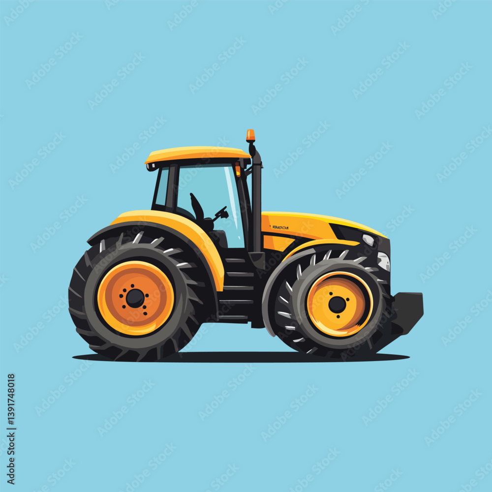 Obraz premium Creative Style Tractor Illustration with tractor icon and logo on solid color background