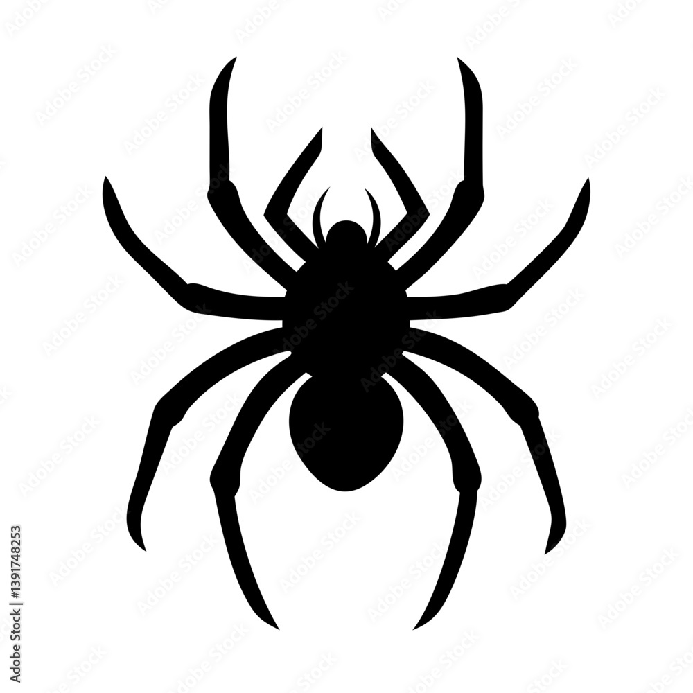 A detailed illustration of a black spider with prominent legs and a rounded body, creating a striking visual impact, spider on a white background, A detailed illustration of a black spider with prominent legs and a rounded body, creating a striking visual impact, spider on a white background,