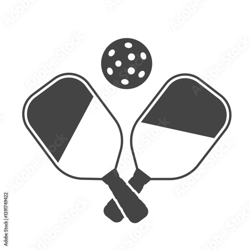 Pickleball Crossed Racket and Ball icon. Vector illustration on white