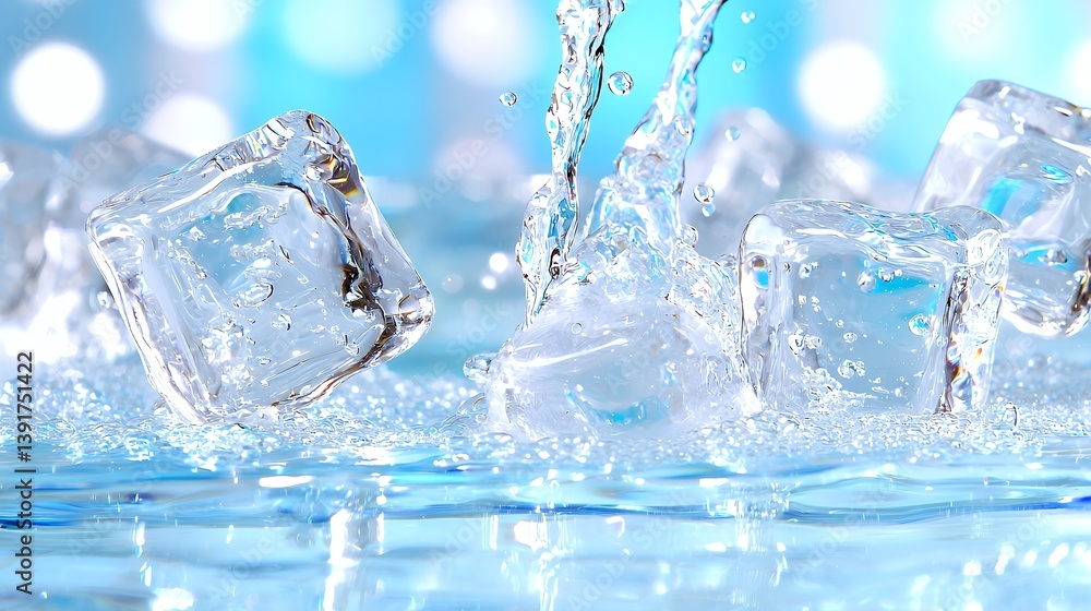 Ice cubes splashing into water Ice cubes splashing into water