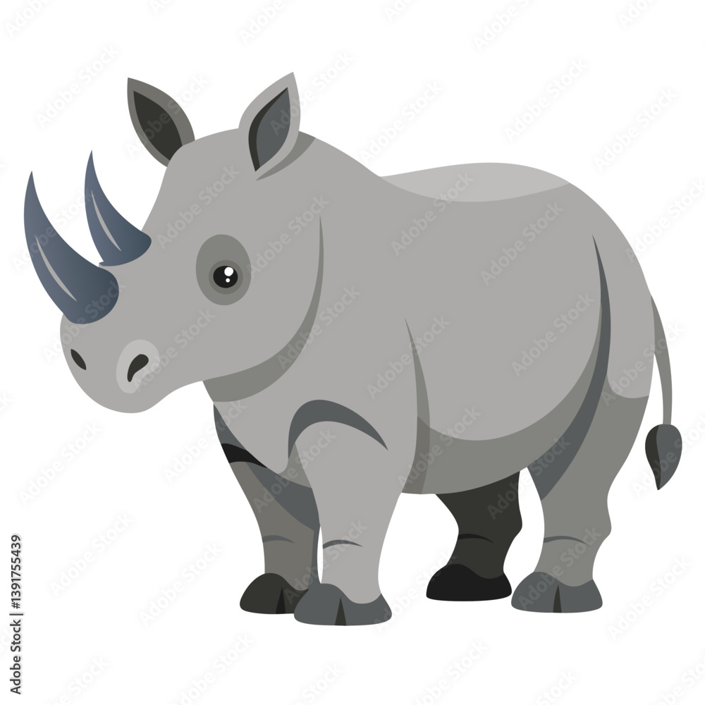 Cartoon rhino illustration for wildlife education and animal conservation awareness vector graphic design Cartoon rhino illustration for wildlife education and animal conservation awareness vector graphic design