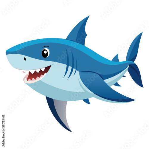 Cartoon shark vector illustration predatory fish sea animal ocean creature marine life underwater wildlife design