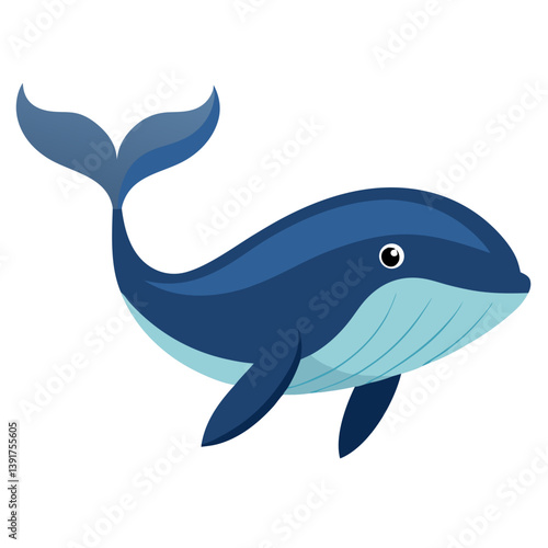 Cartoon whale vector illustration for ocean wildlife animal marine life and sea creature designs and graphics