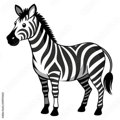 Cartoon zebra illustration vector image of african wildlife animal with black and white stripes design