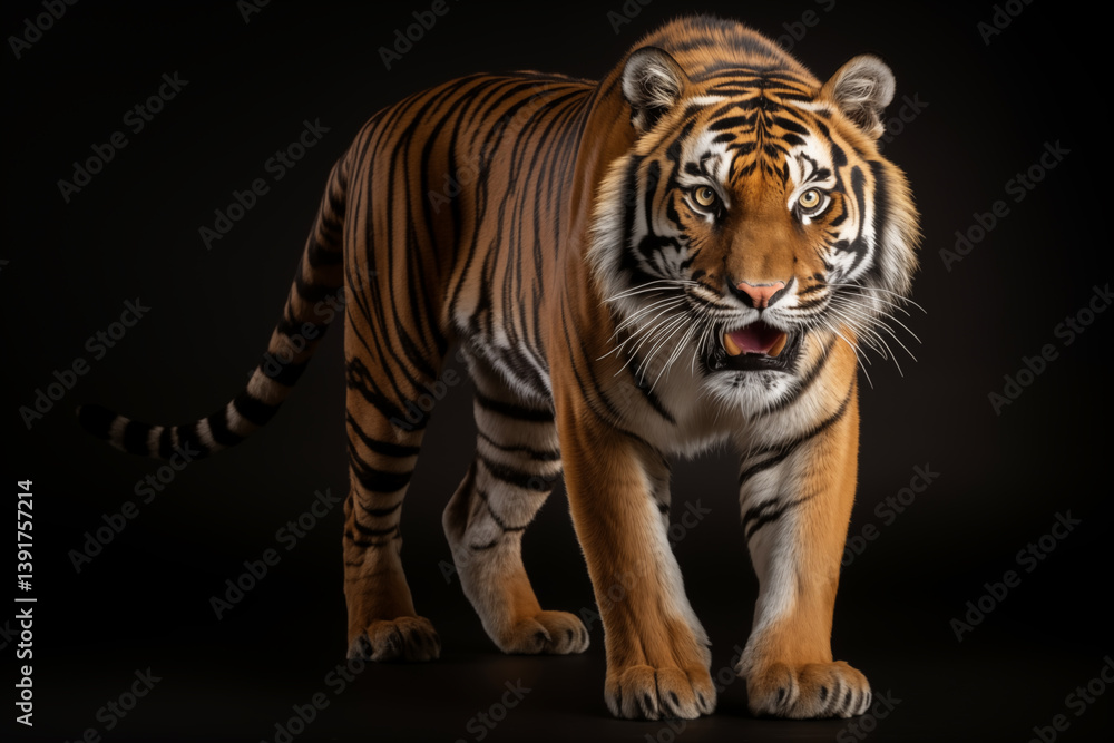 Obraz premium Close-Up of Tiger – Fierce Eyes and Beautifully Detailed Stripes of an Iconic Wild Cat