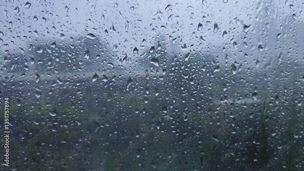 Rain on the window glass of the building Rain on the window glass of the building