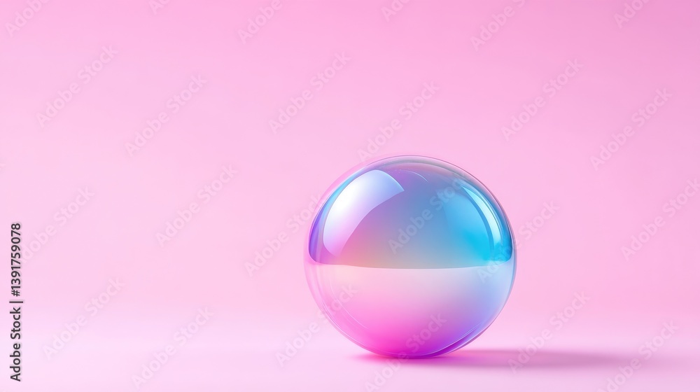Fototapeta premium Holographic sphere on a pink background