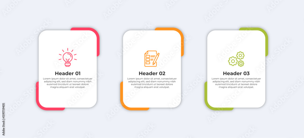 Obraz premium Three boxes with icons representing ideas planning and processes.