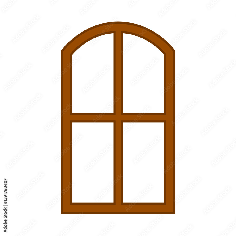 Window frame cartoon. Wooden window frame design. Vector illustration.