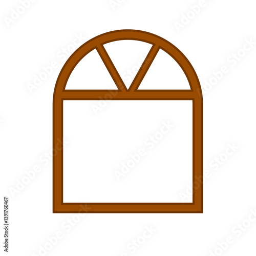 Window frame cartoon. Wooden window frame design. Vector illustration.