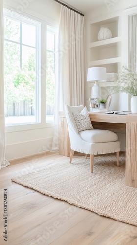 Wallpaper Mural Bright home office, desk chair, rug, natural light Torontodigital.ca