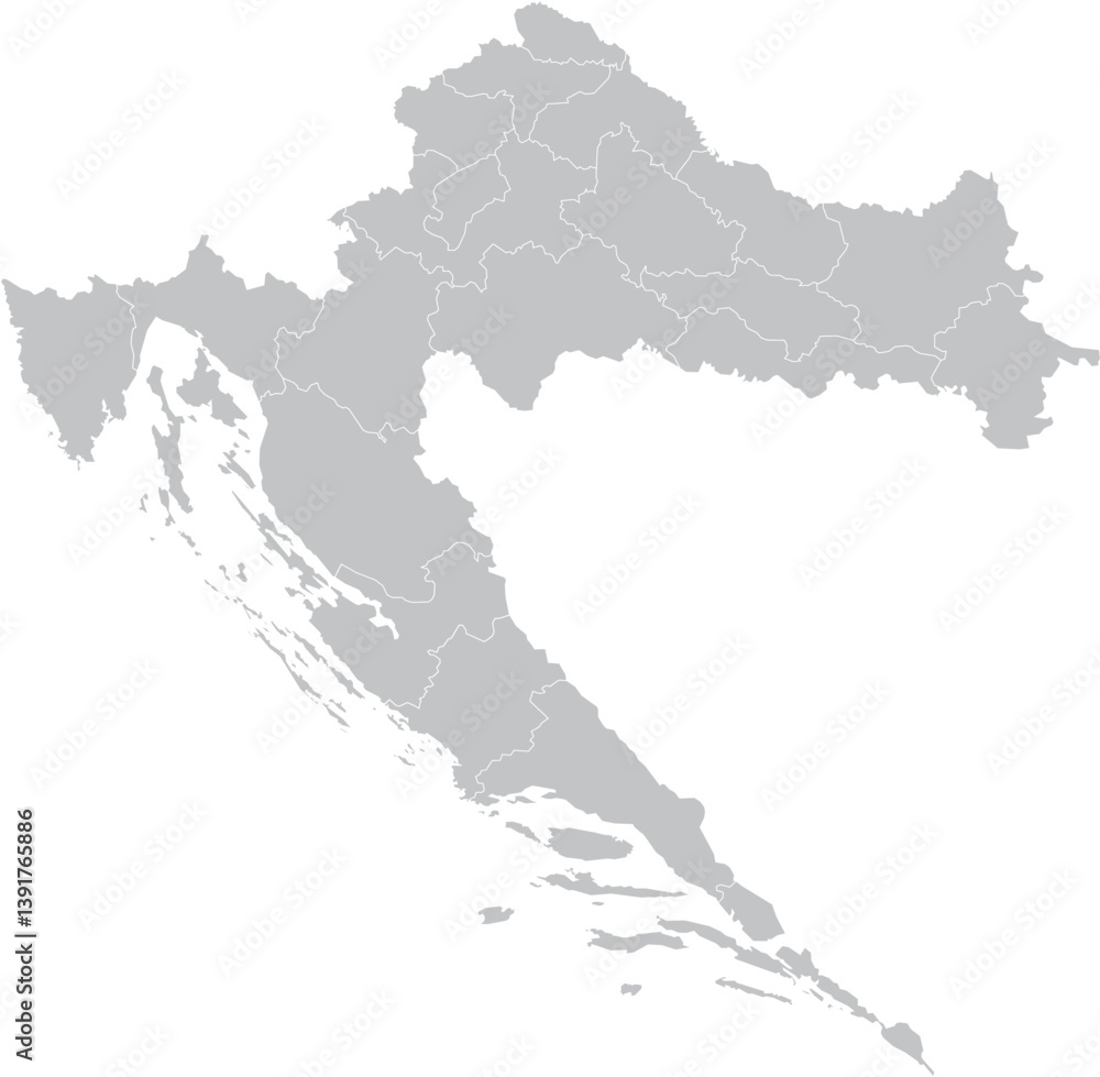 Fototapeta premium map Croatia – Vector Outline and Political Regions 