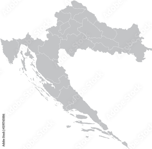 map Croatia – Vector Outline and Political Regions
