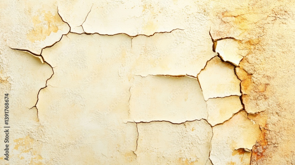 Obraz premium Cracked, weathered, light beige surface