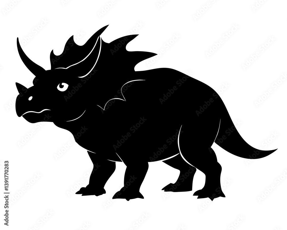 Fototapeta premium Triceratops Silhouette Vector & Prehistoric Dinosaur SVG