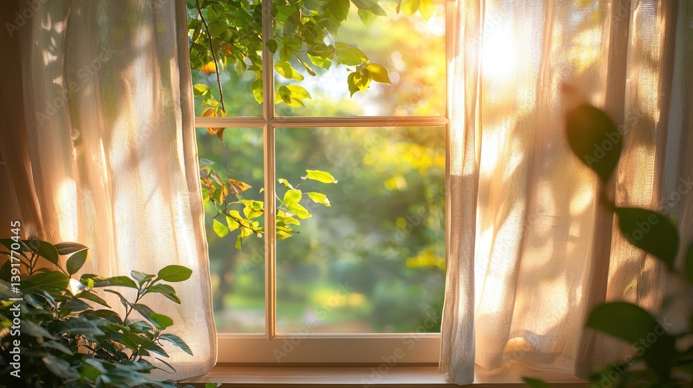 Obraz premium Sunlight streams through a window