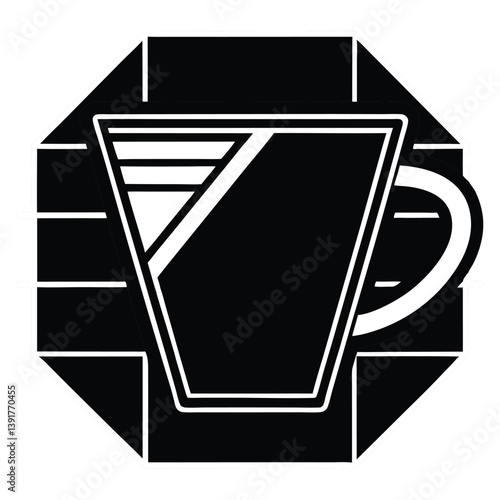 Stylish Black and White Coffee Cup Icon Design