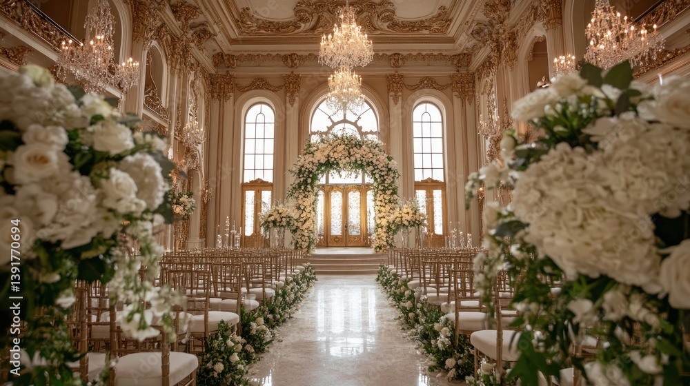 Elegant wedding ceremony in a grand hall Elegant wedding ceremony in a grand hall