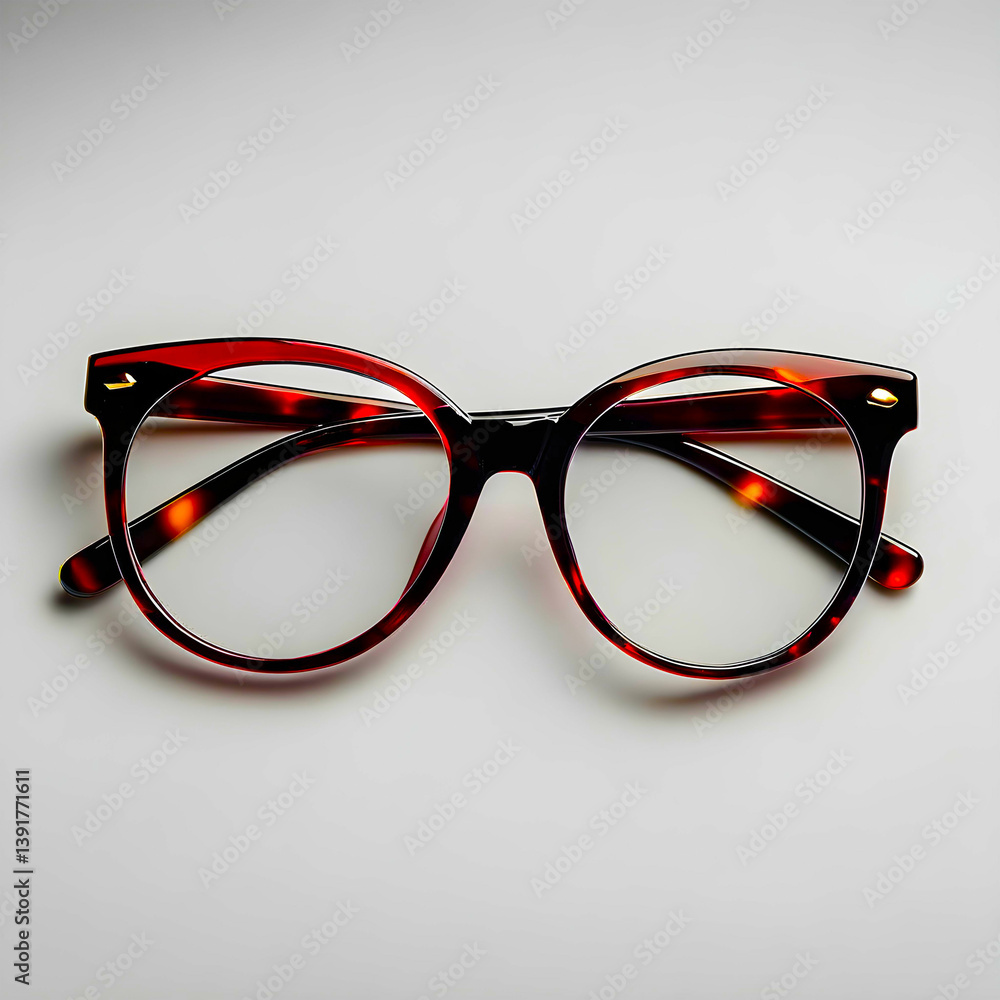 Brown round glasses on a transparent background