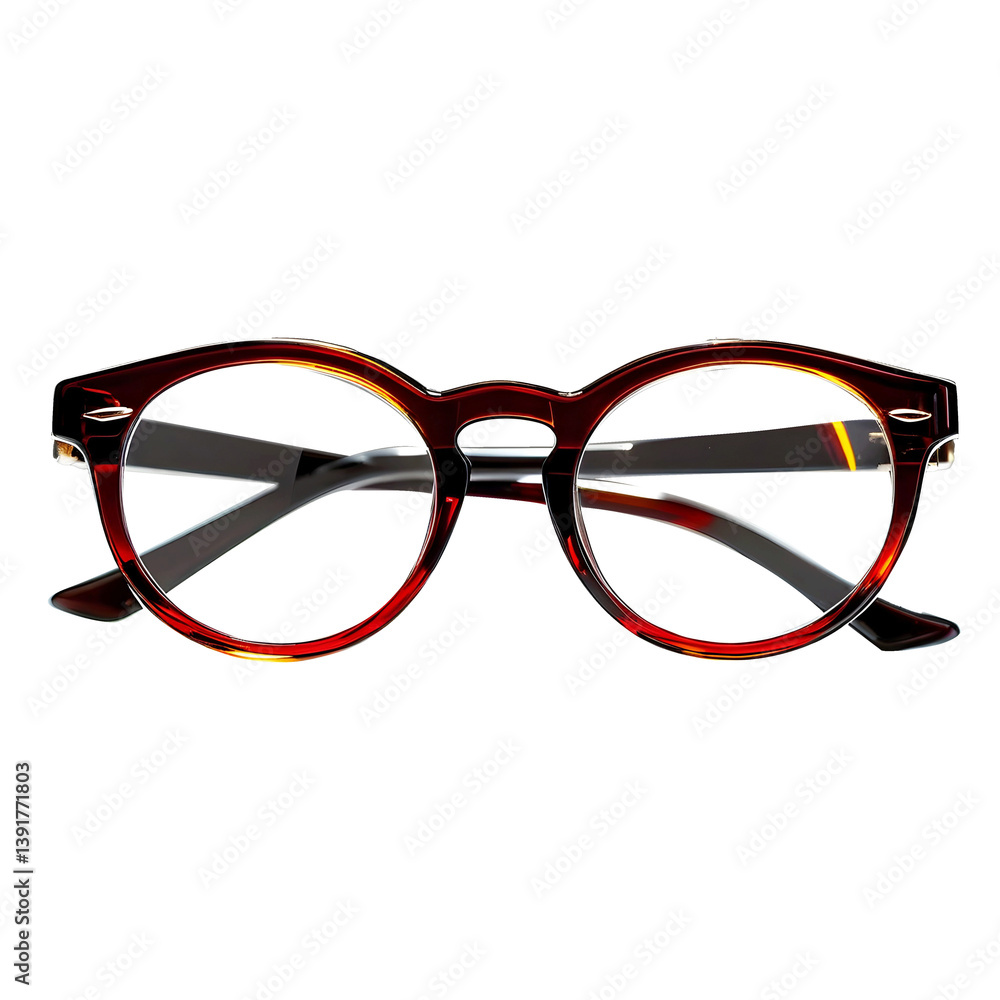 Brown round glasses on a transparent background