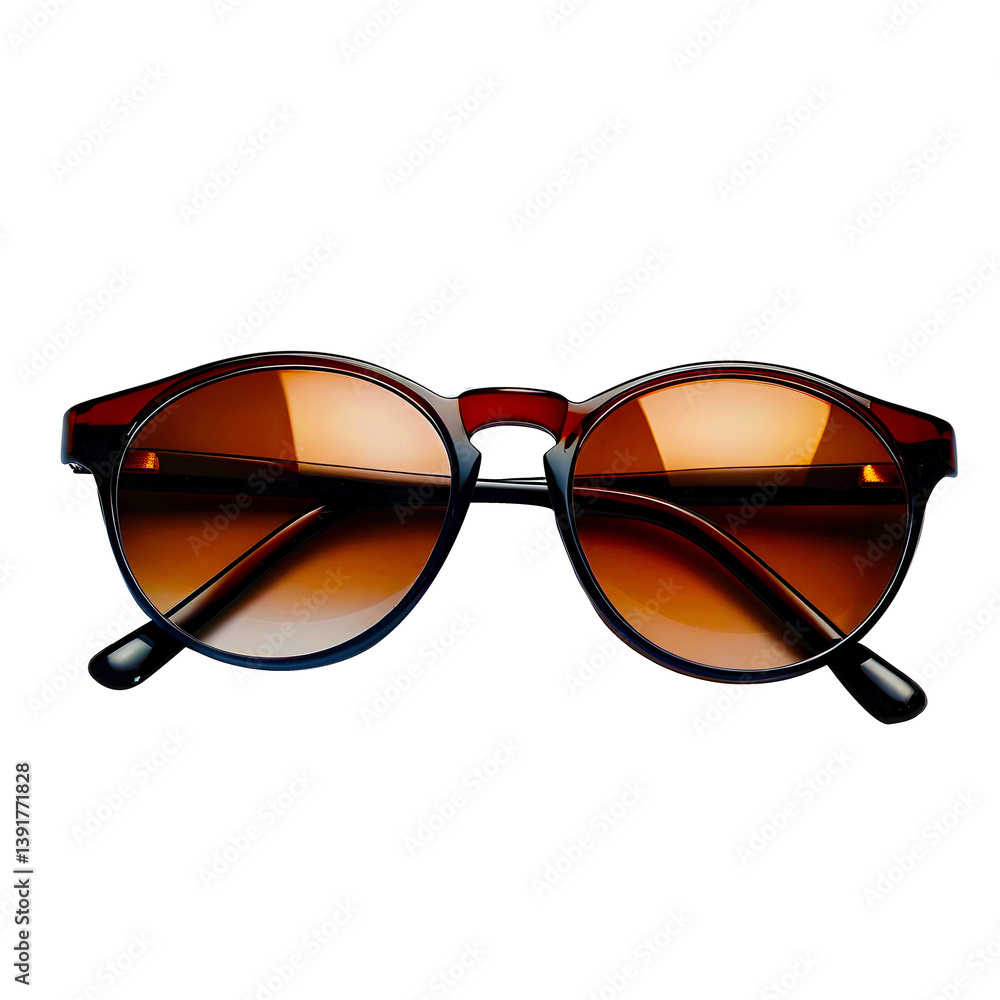 Brown round glasses on a transparent background