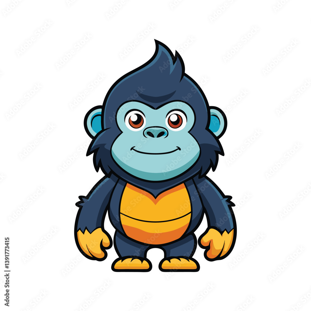 Fototapeta premium Cute blue monkey design vector illustration isolated on white background