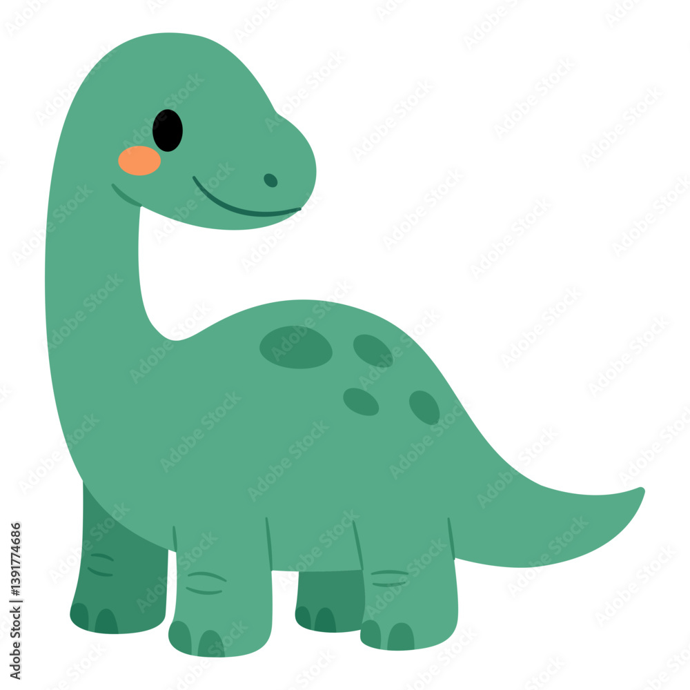 Cute Brontosaurus flat vector cartoon illustration Cute Brontosaurus flat vector cartoon illustration