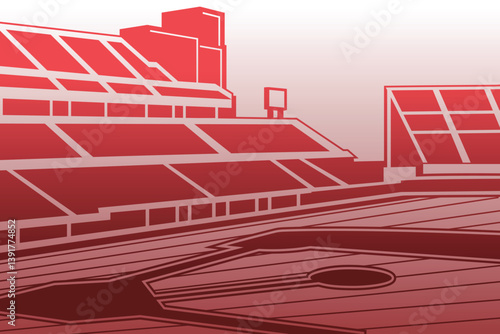 Baseball Arena Field Stadium Outline Silhouette  Vector
