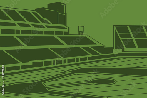 Baseball Arena Field Stadium Outline Silhouette  Vector