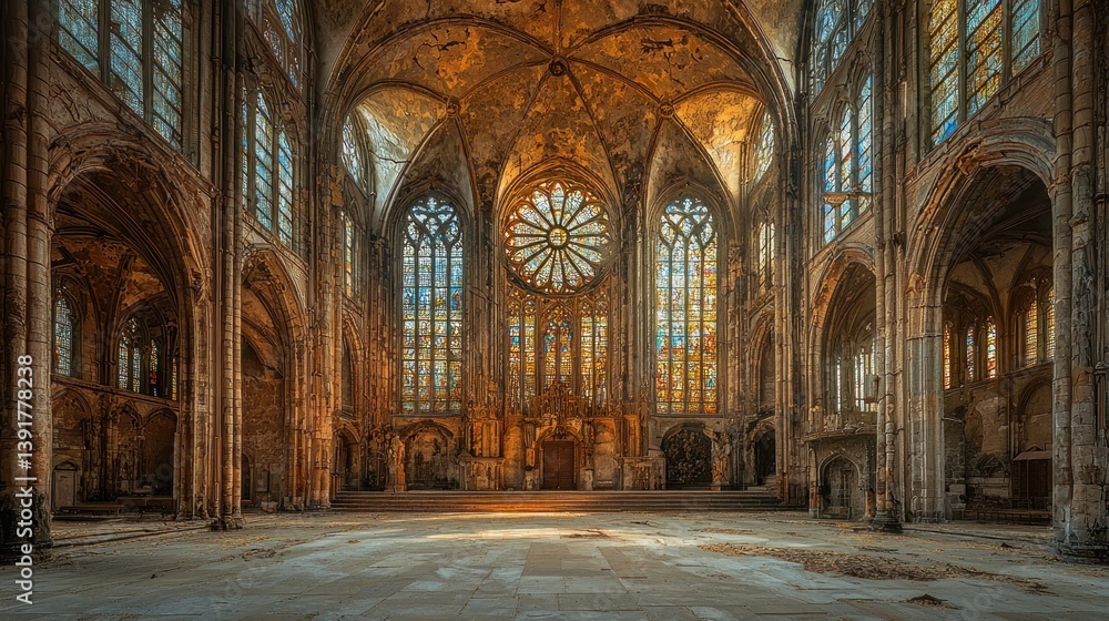 Obraz premium Grand interior of an abandoned cathedral