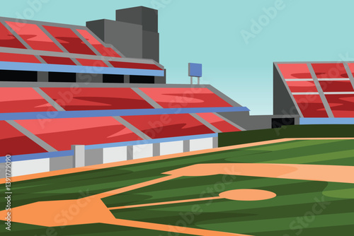 Baseball Arena Field Stadium Colorful Vector