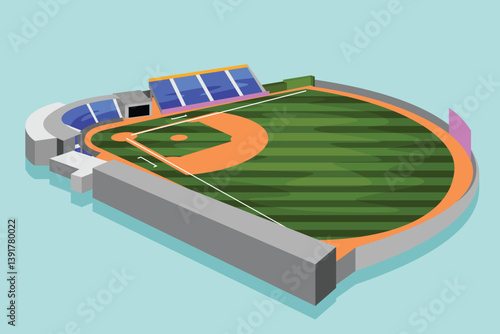 Baseball Field Stadium Arena Simple 3 D Vector