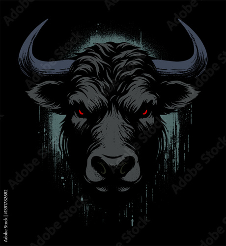 angry bull face - grunge style (artwork 2)
