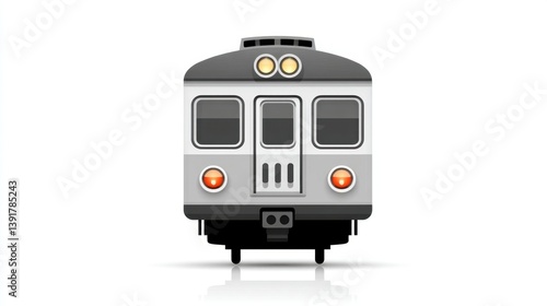 Gray and Silver Commuter Train Icon on White Background