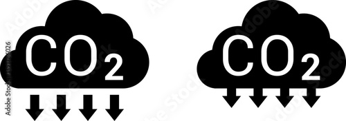 CO2 Cloud Emission and Absorption Icons Set, Reducing CO2 emissions vector icon collection