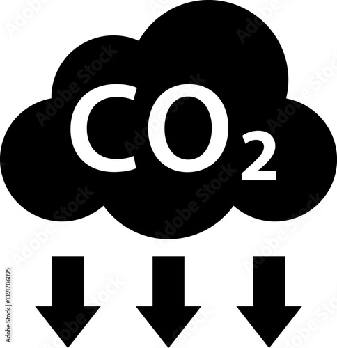 CO2 Cloud Emission and Absorption Icons Set, Reducing CO2 emissions vector icon collection